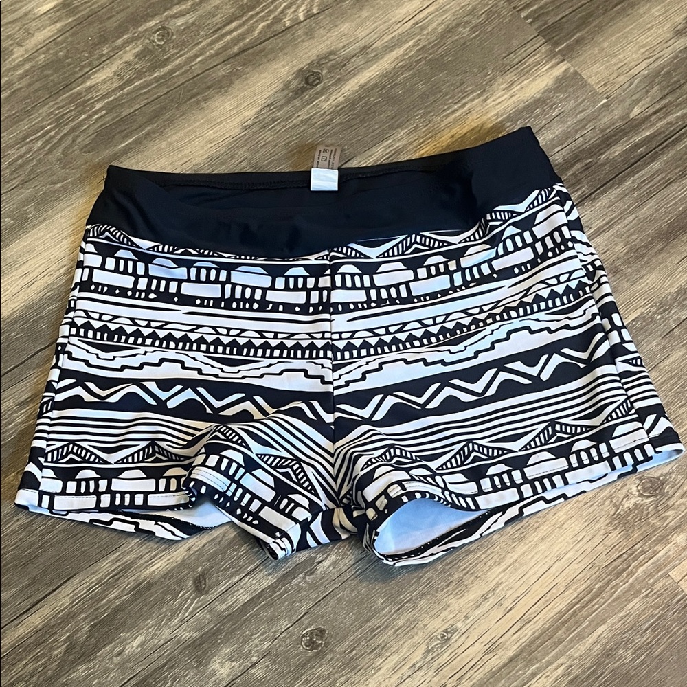 Amazon Black and White Patterned Swim Shorts